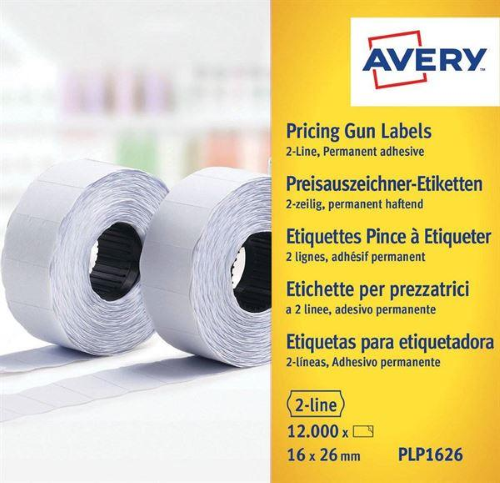 AVERY CONF 1200 ETICHETTE ADESIVE PER PREZZATRICI A 2 LINEE 16X26 mm 2 ROTOLI BIANCO